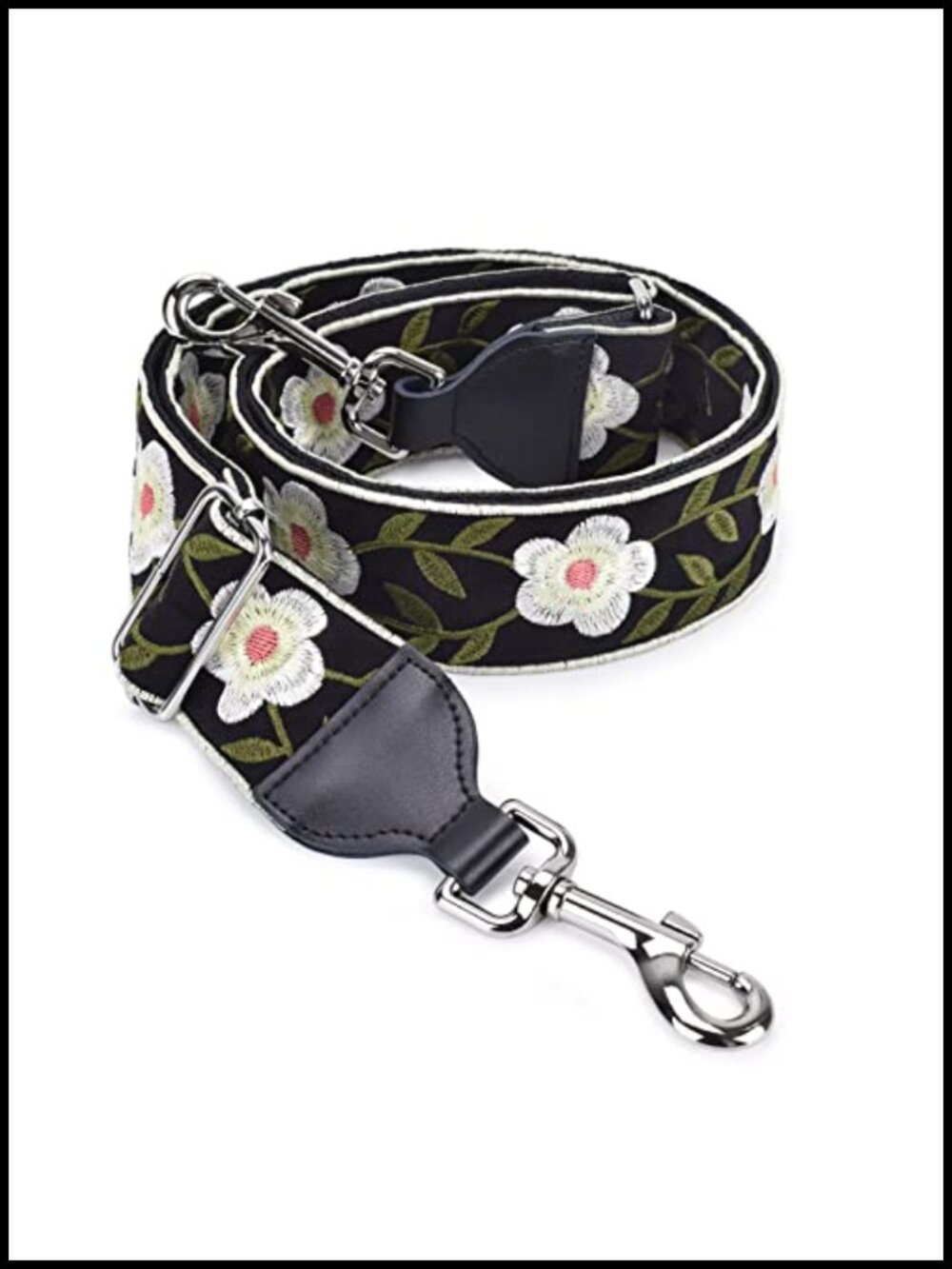 Adjustable Crossbody Purse Strap Replacement with Silver Clips